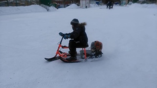 Снегокат с мотором покатушки