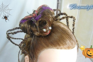 peinado araña para halloween/hairstyle halloween spider/прическа Хэллоуин паук