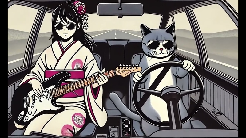 Shamisen 三味線 X Funk Bass Road Trip with a Cat Driver Background Music for Studying, or