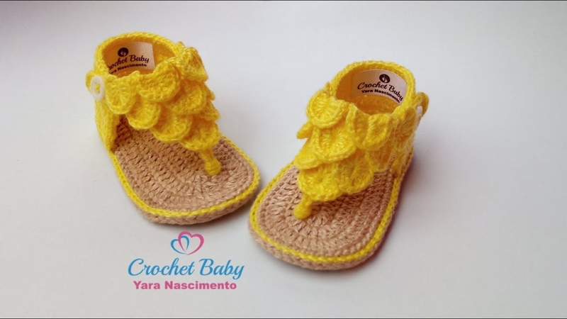 Sandálinha KAMILLY de Crochê Tamanho 09 cm Crochet Baby Yara