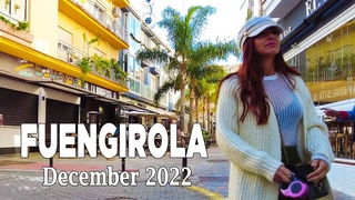 Fuengirola Malaga Spain Town Walk Costa del Sol December 2022 4K