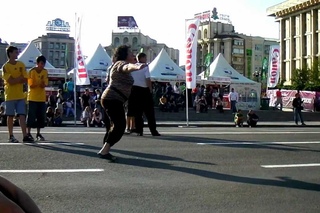 EURO 2012 FUNNY greek woman dancing at fanzone