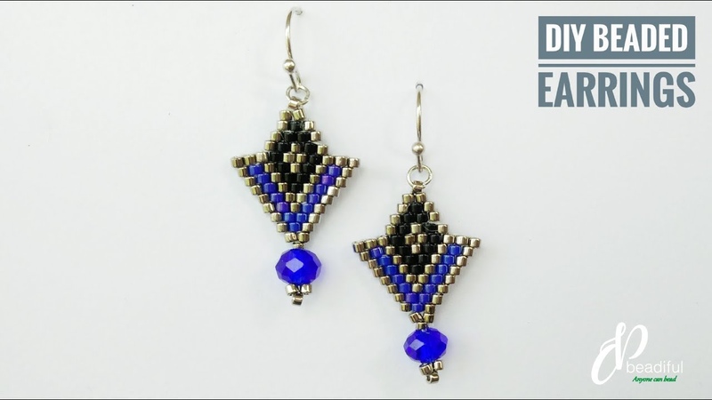 Brick stitch earrings, Easy to make gorgeous earrings, How to make earrings, DIY beaded