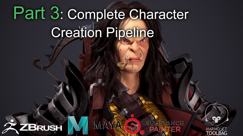Part 3 : Create Realtime 3d Character for game in maya, zbrush, substance