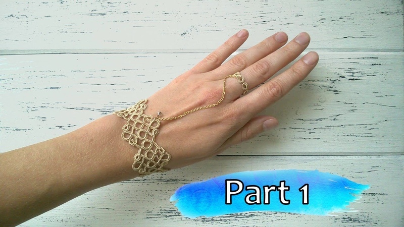Needle tatting. Slave bracelet, Фриволите иглой. Слейв