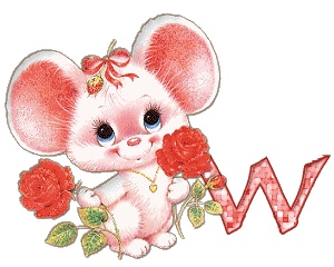 алфавит, улыбающаяся мышь с розами, image #21