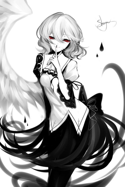 Anime girl with black and white hair