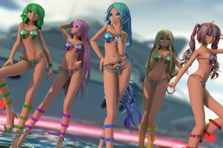 【MMD】一騎当千/Ikkitousen 【TDA Miku, Luka, Rin, Gumi, and Teto】 Model Test
