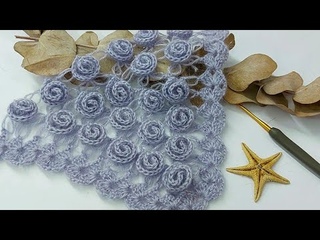 tomurcuk gül üçgen şal modeli yapılışı knit shawl | papatyanın örgü d