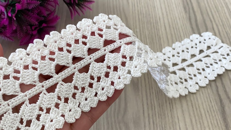 NEW DESIGN Only 2 Rows Crochet Dandel Runner, Towel Edge and Interim