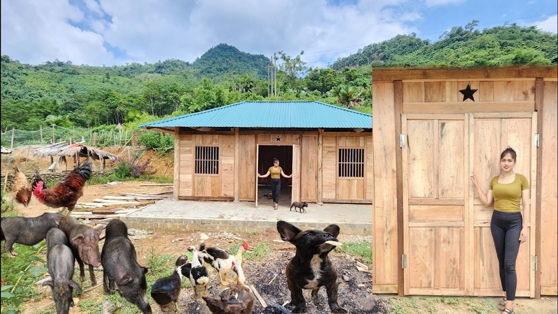 How to build a wooden house alone BUILD CABIN LOG in the rainy season, 2 Year living Off