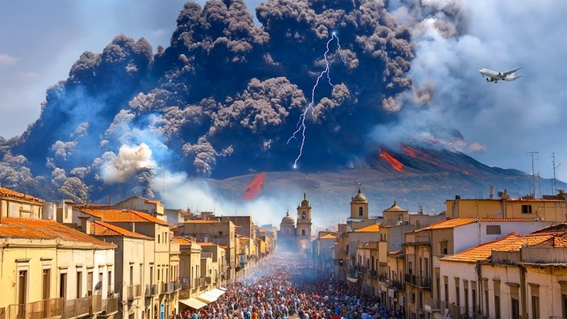 Violent Mount Etna Eruption COVERS Sicily in Ash Tourists Run for Their