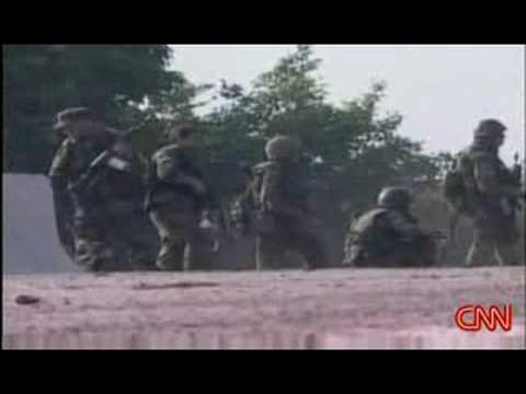 Ossetian Milita defenders and Russian soldiers attacked by