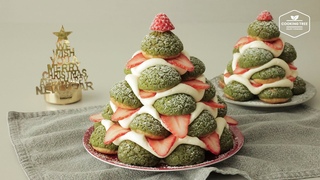 🎄크리스마스 트리 쿠키슈 만들기 : Christmas Tree Choux Au Craquelin Recipe | 슈크림 Cream Puffs | Cooking tree