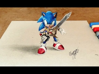 Drawing Sonic 3D | Desenhando o Sonic Com Efeito 3D